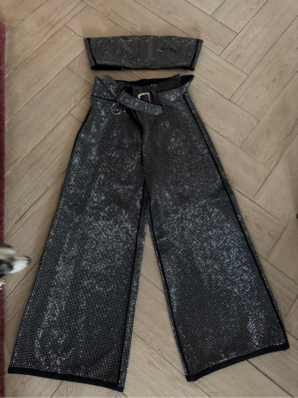 I.AM.GIA Black Sequin Crop Top